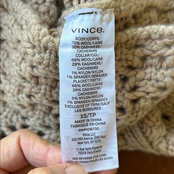 VINCE- Tan Crochet Women's button front cardigan Sweater - Picture 9 of 10